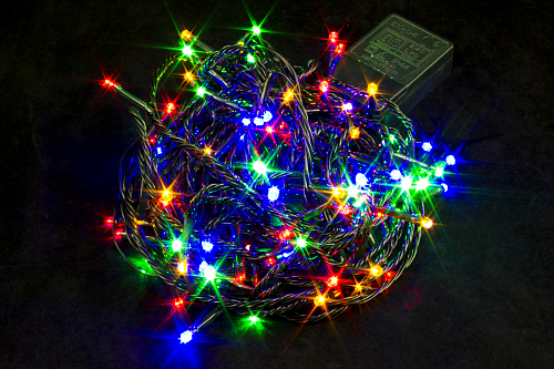 Гірлянда світлодіодна нитка на ялинку Мульти 7 м. 100 LED від мережі чорний провід