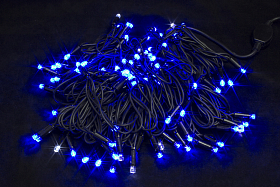 Гірлянда світлодіодна нитка для вулиці Синя 10м. 100 LED від мережі чорний провід B.01.7B.100.F+ Гірлянда світлодіодна нитка для вулиці Синя 10м. 100 LED від мережі чорний провід B.01.7B.100.F+
