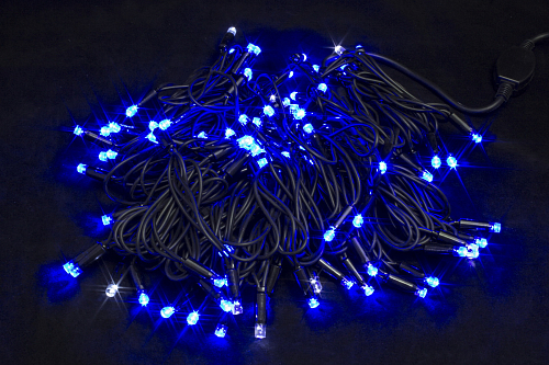 Гірлянда світлодіодна нитка для вулиці Синя 10м. 100 LED від мережі чорний провід B.01.7B.100.F+
