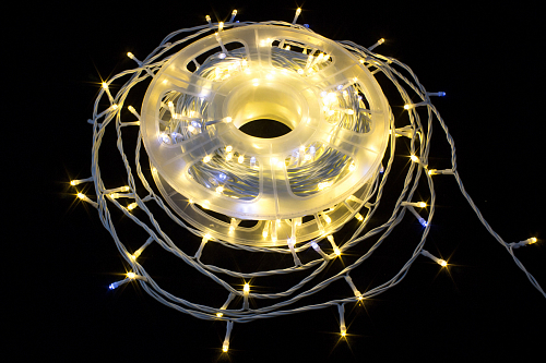 Вулична гірлянда світлодіодна нитка для вулиці Тепло-білий 50м. 500 LED від мережі білий провід ww.01.6w.500.F+