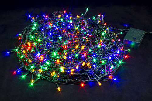 Гірлянда світлодіодна нитка для декору Мульті 42м. 600 LED від мережі чорний провід 