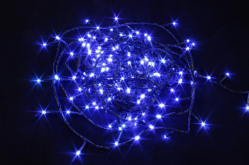 Гірлянда світлодіодна нитка на ялинку Синя 10 м. 140 LED від мережі чорний провід