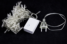 Светодиодная гирлянда нить 100 LED Белый, прозрачный провод для помещения (w.01.5Т.100-)