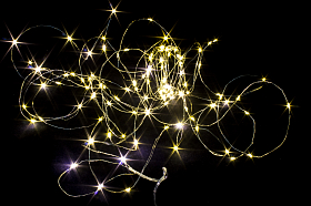 Гирлянда cветодиодная нить "Капля росы" на елку Тепло-Белый 10 м 100 LED на батарейках (ww.01.4T.100-) Гирлянда cветодиодная нить "Капля росы" на елку Тепло-Белый 10 м 100 LED на батарейках (ww.01.4T.100-)
