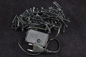 Гірлянда світлодіодна нитка на ялинку Біла 7 м. 100 LED від мережі чорний провід  Гірлянда світлодіодна нитка на ялинку Біла 7 м. 100 LED від мережі чорний провід