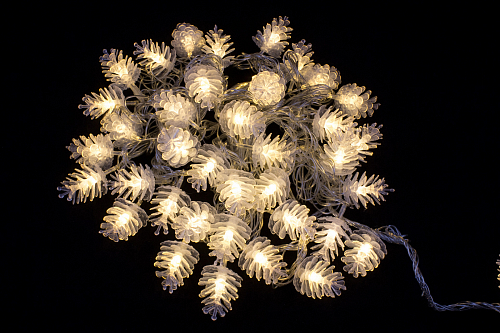 Гірлянда світлодіодна нитка-гулька на ялинку Тепло-білий 8м. 40 LED від мережі прозорий провід