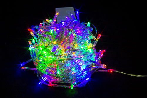 Гірлянда світлодіодна нитка на ялинку Мульти 14 м. 200 LED від мережі прозорий провід