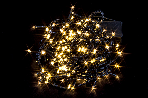 Гірлянда світлодіодна нитка на ялинку Тепло-Біла 14 м. 200 LED від мережі чорний провід