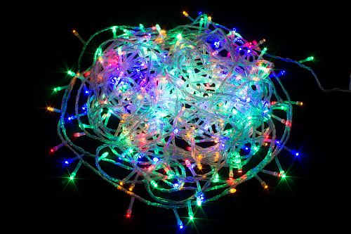 Гірлянда світлодіодна нитка на ялинку Мульти 21 м. 300 LED від мережі прозорий провід