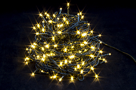 Гірлянда світлодіодна нитка на ялинку Тепло-Біла 21 м. 300 LED від мережі чорний провід Гірлянда світлодіодна нитка на ялинку Тепло-Біла 21 м. 300 LED від мережі чорний провід