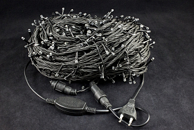 Електрогірлянда вулична на ялинку нитка 50 метрів Холодне світло 500 лампочок Laplandia від мережі світлодіодна, чорний ПВХ провід (w.01.6B.500+)